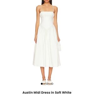 MAJORELLE White Halter Neck Sleeveless Midi Dress